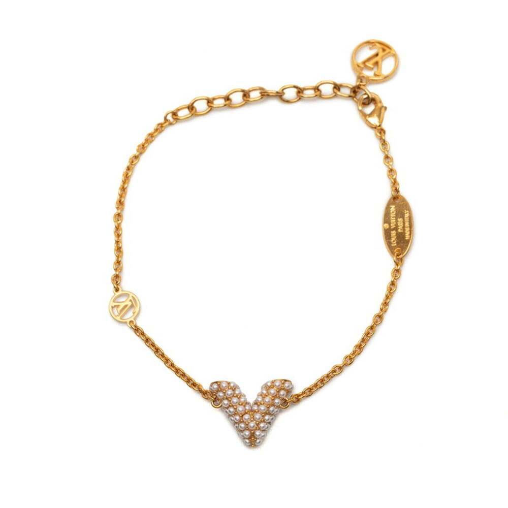 LOUIS VUITTON Gold Pearl Charm Bracelet